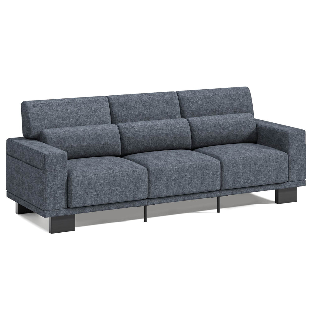 Asofer 89 3 Seater Sofa Couch,  Comfy Extra Deep Seat with Upholstered  3 Pillows for Living Room, Apartment,Dark Gray