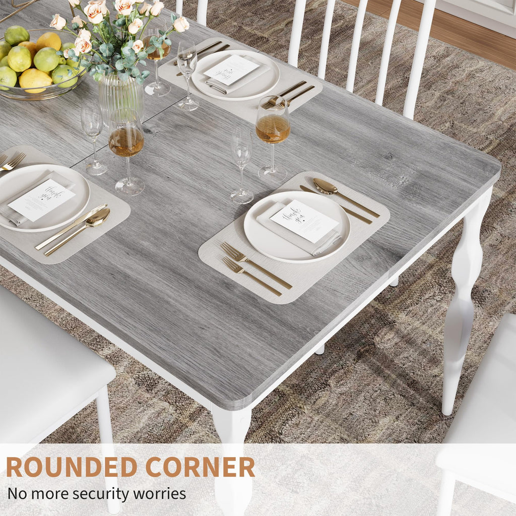 M optimized 78-inch Farmhouse Dining Table for 8, Rustic Rectangular Kitchen Table with Large Tabletop, Long Wooden Dining Room Table with Heavy Duty Legs