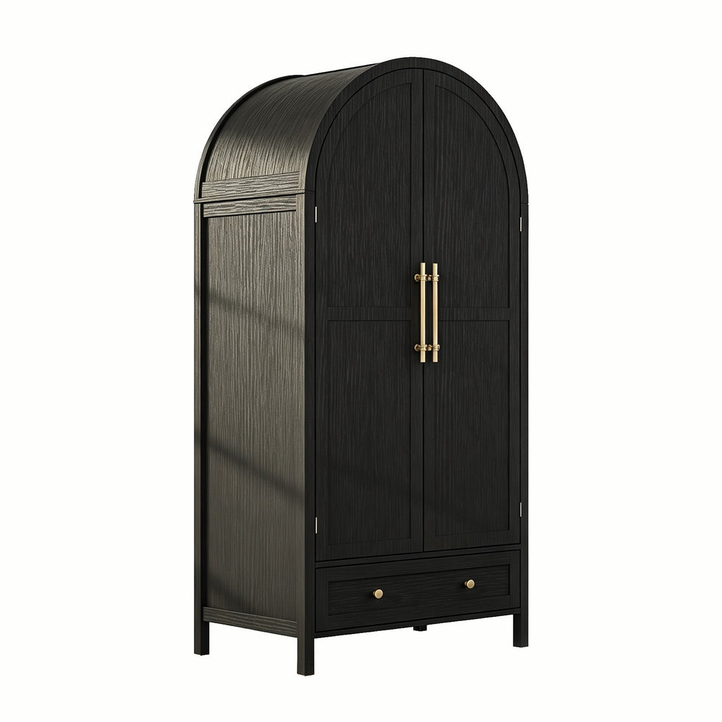 Ktaxon Wardrobe Armoire Closet with Hanging Rod, Modern Drawer & Shelf – Elegant White Finish Closet, Farmhouse to Mid-Century Style