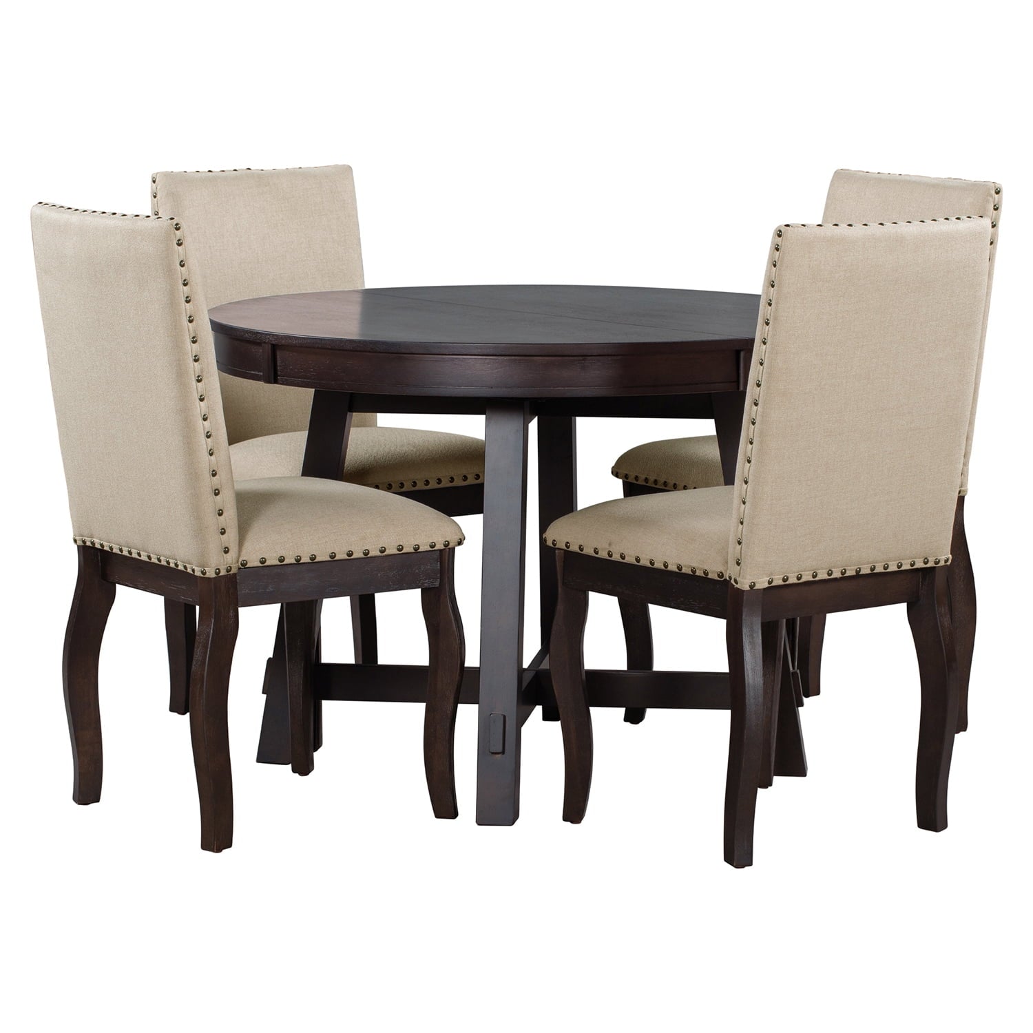 Harper & Bright Designs Extendable Dining Table Set for 4 Upholstered Chairs Functional Retro Style Table for Dining Room Kitchen, Natural Wood Wash