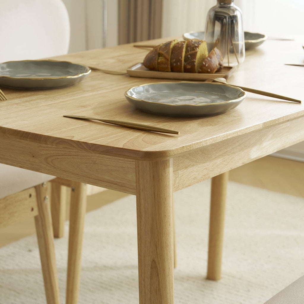 Ktaxon Dining Table Set for 4 Solid Wood Dinner Table with Padded Chairs for Home Kitchen Restaurant 47 Wood Color