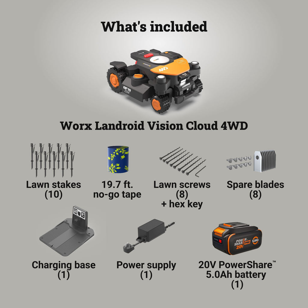 Worx WR346 Landroid Vision Cloud 4WD Robotic Lawn Mower (1½ Acre)