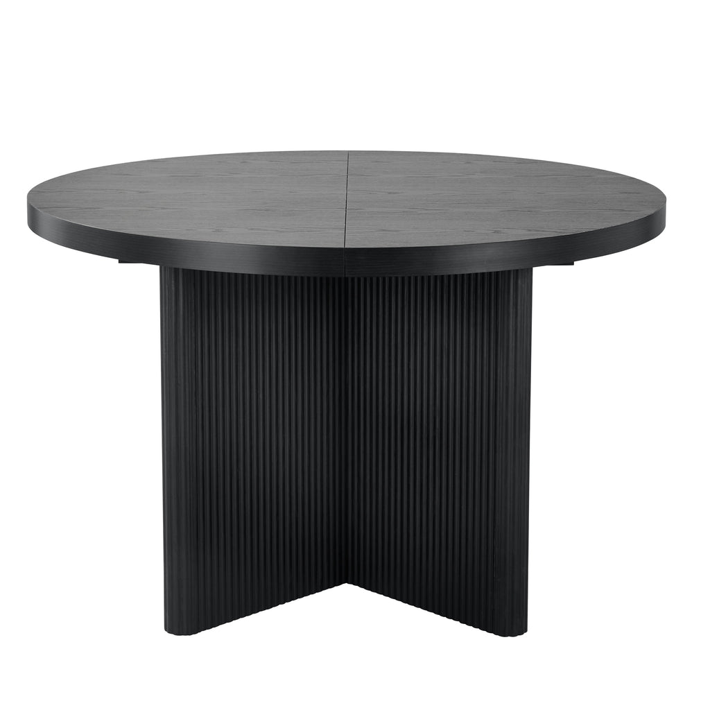 Better Homes & Gardens Lillian Fluted Round Expandable Dining Table, Walnut Finish