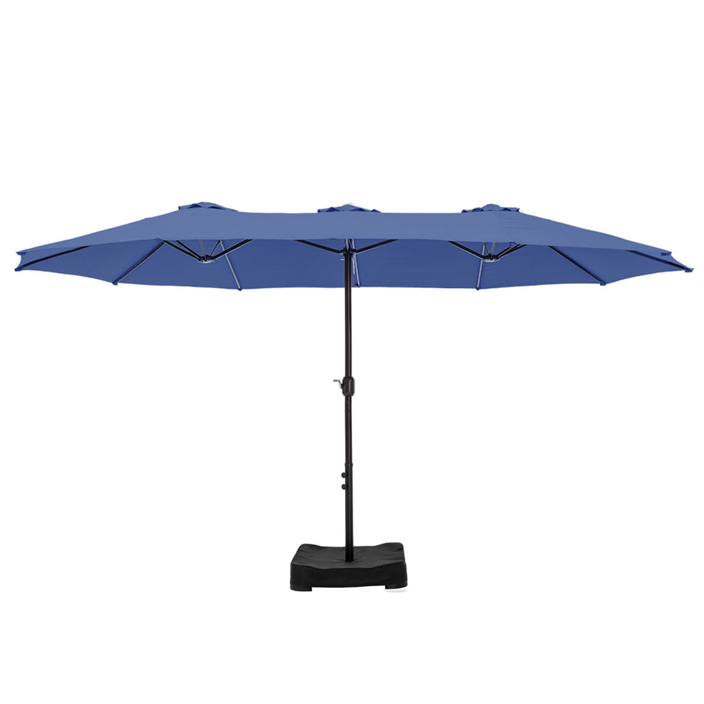 SUMMIT LIVING 15 ft Large Patio Umbrella with Base (Included) Double-Sided Rectangular Outdoor Deck Umbrella for Outside - Beige
