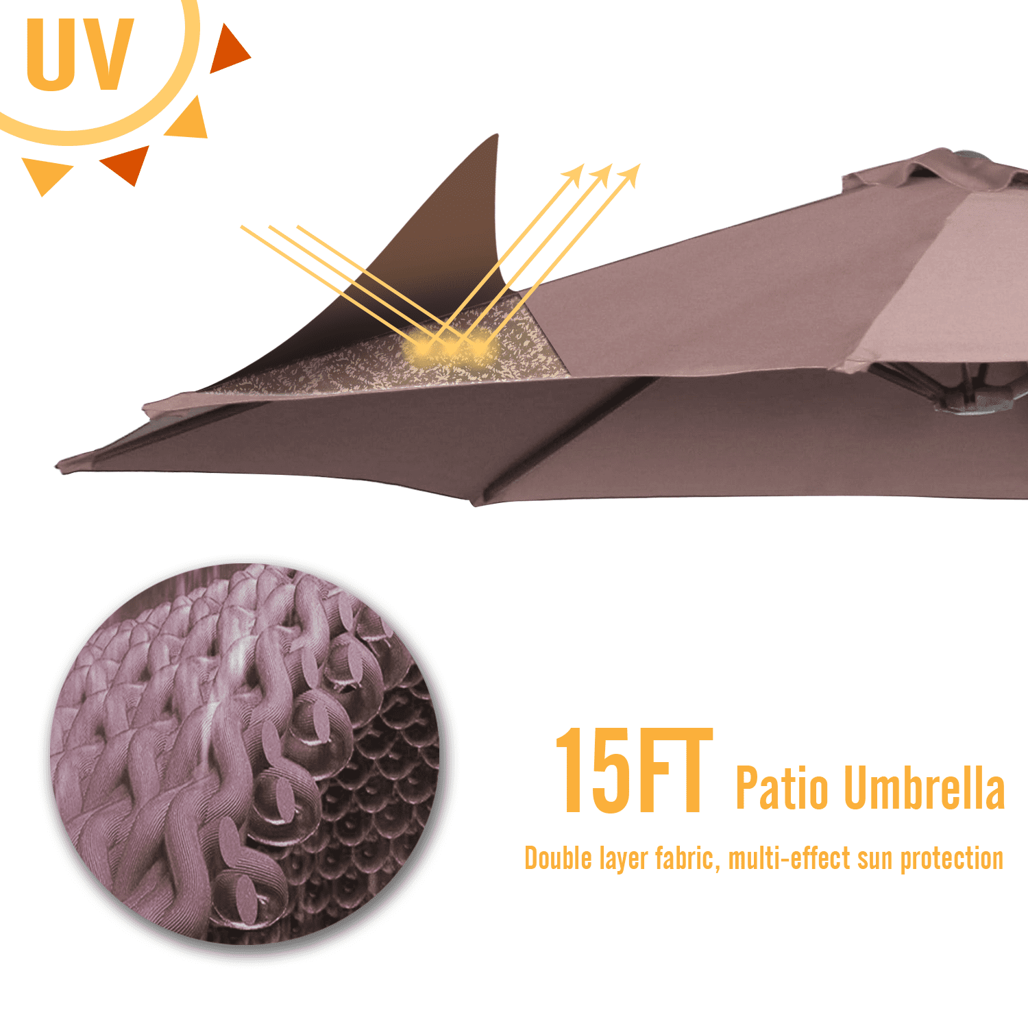 AECOJOY 10x10ft Outdoor Cantilever Patio Umbrella with Base, 360° Tilt & Rotate, Beige