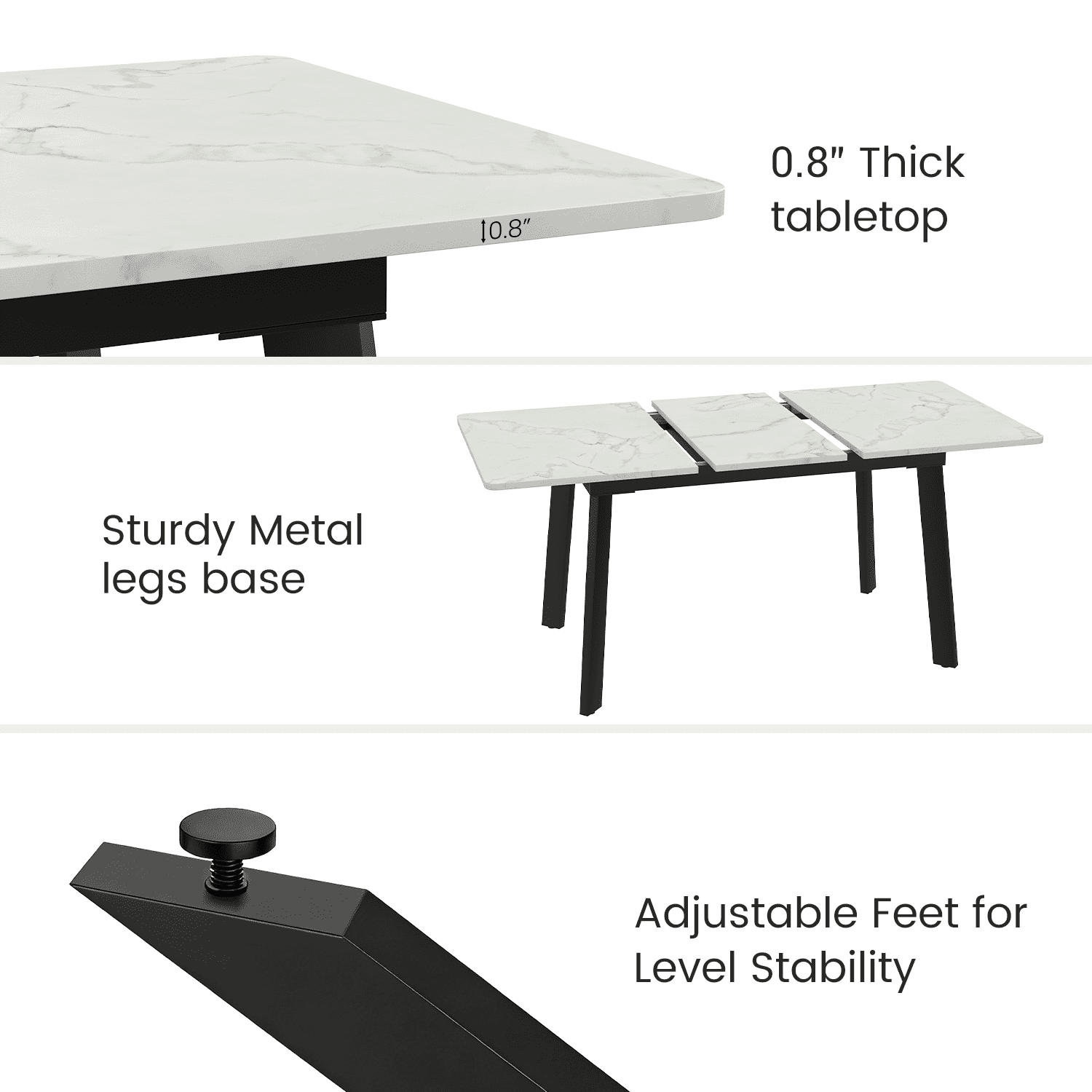 63.2-78.2 Extendable Dining Room Table,Modern MDF Dining Table Set for 4-8,Space Saving Dining Room Table Compact for Living Room, Apartment