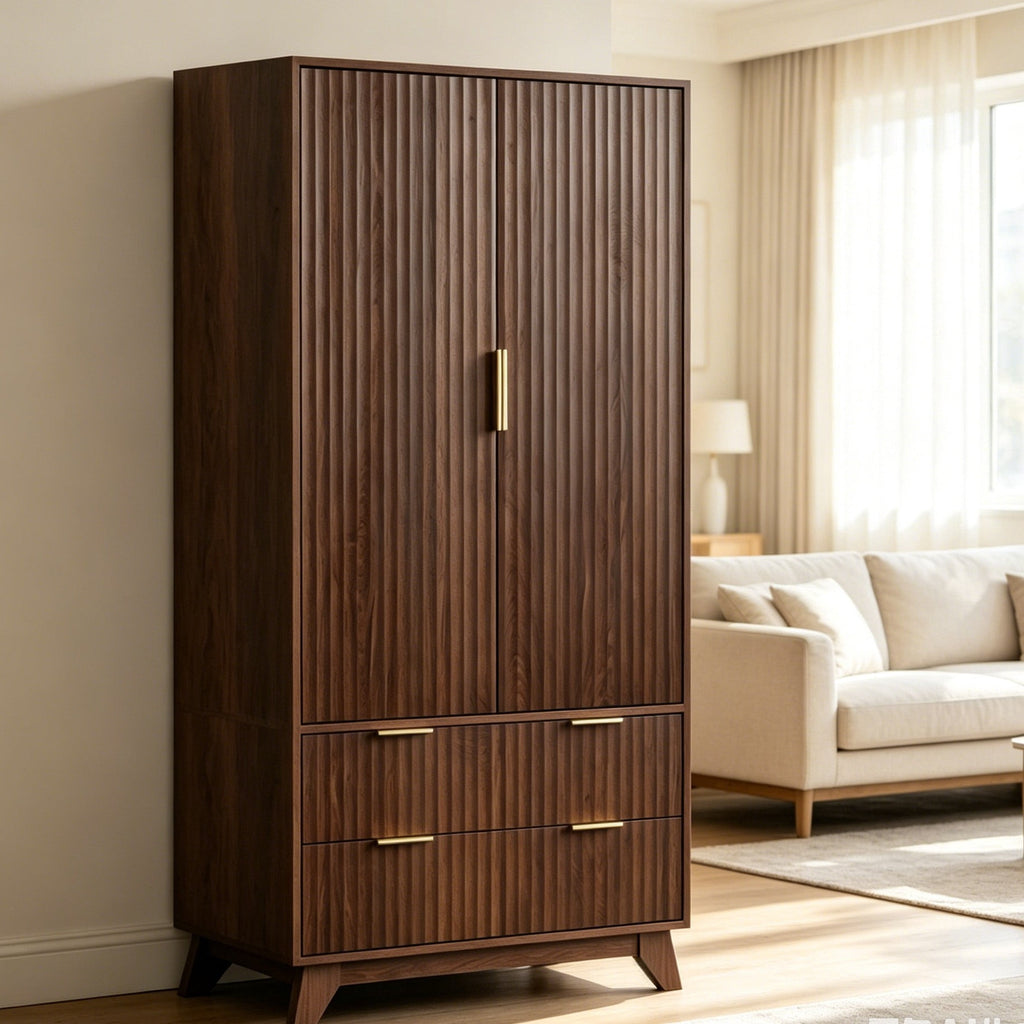 Ktaxon Wardrobe Armoire Closet with Hanging Rod, Modern Drawer & Shelf – Elegant White Finish Closet, Farmhouse to Mid-Century Style