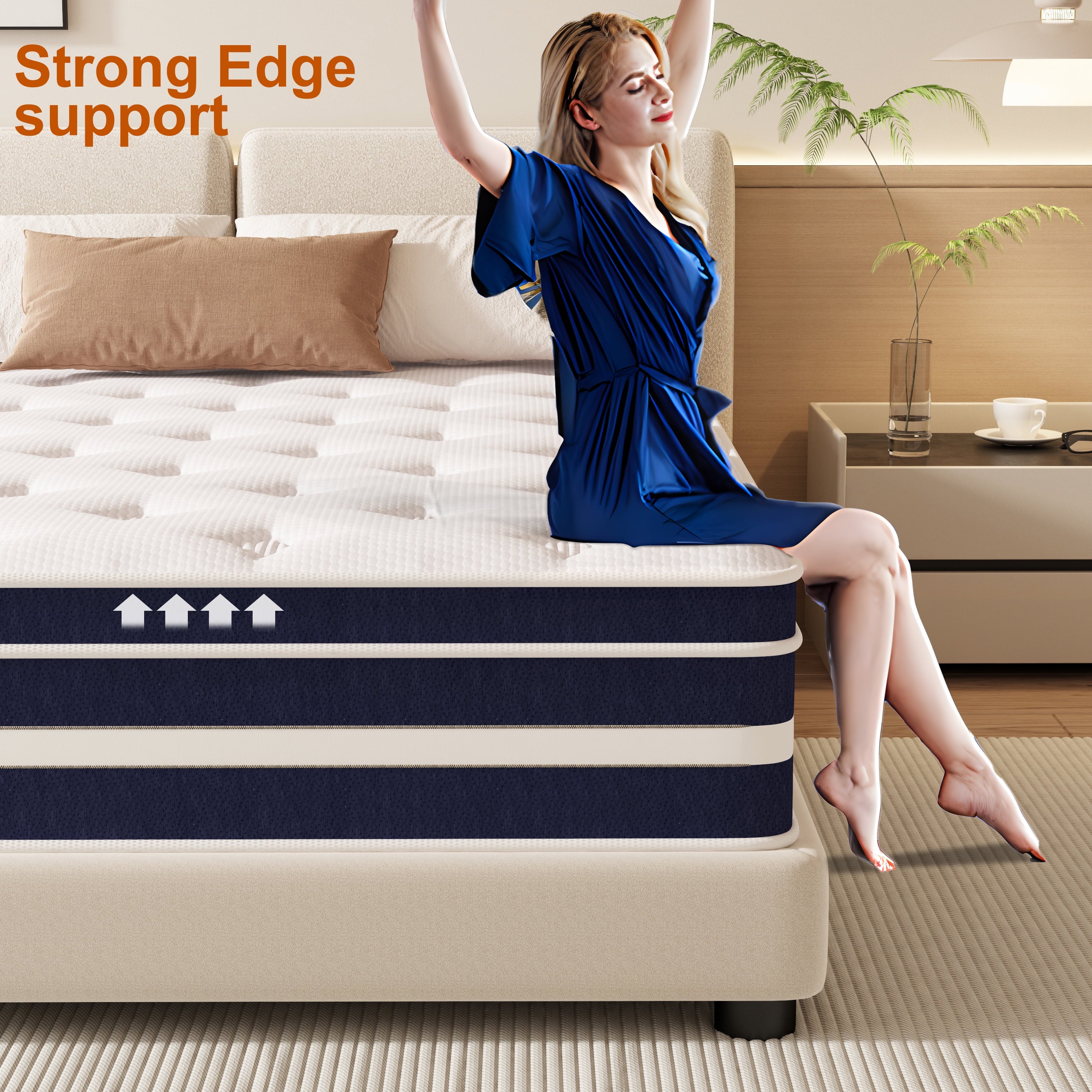 GUUKIN 12 inch Queen Mattress, Memory Foam & Spring Hybrid Medium Comfort Queen Size in a Box,Adult
