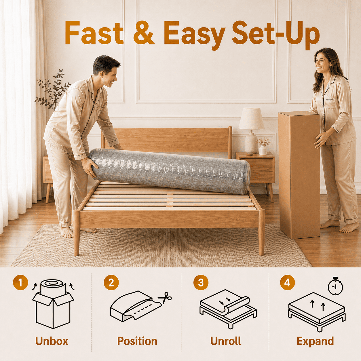 Trujae 12 inch Queen Mattress in a Box, Gel Memory Foam Hybrid Mattress with Pocket Coils, Medium Firm Comfort, Pressure Relief