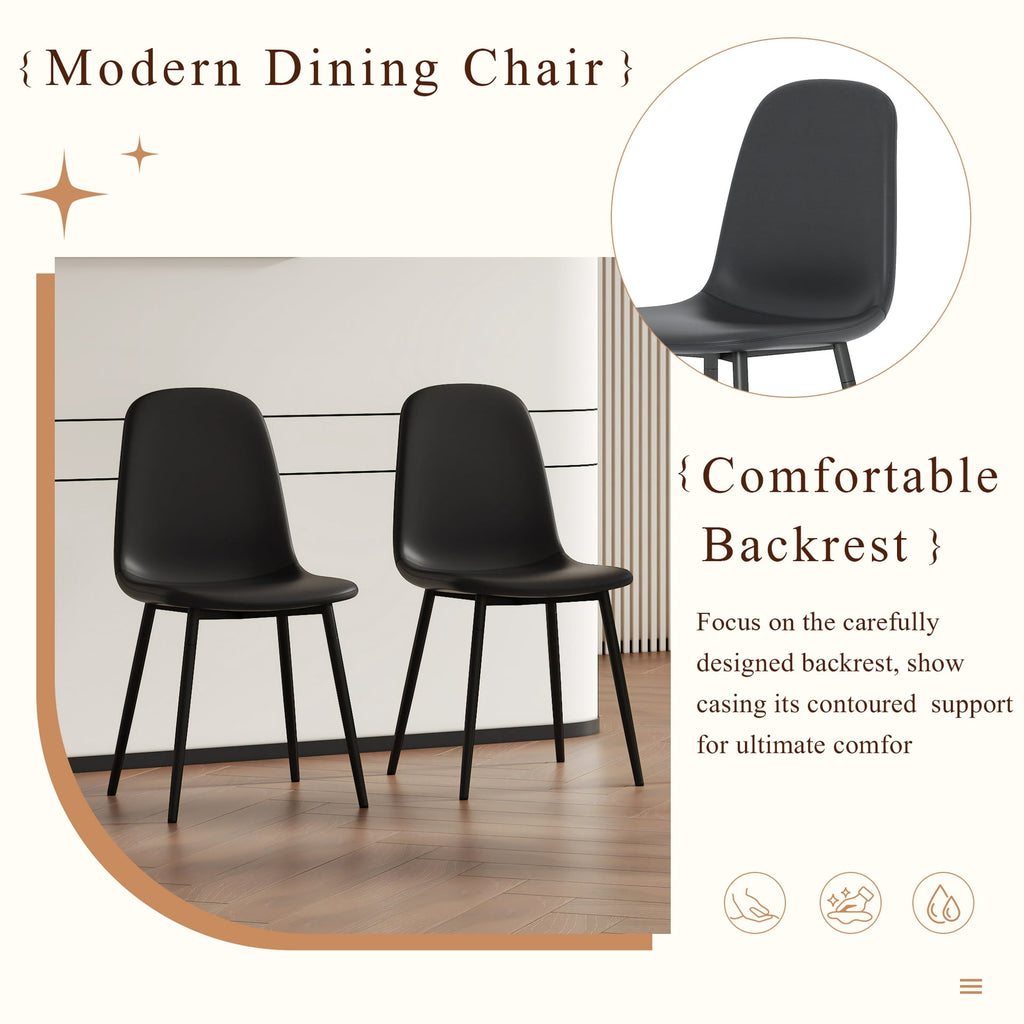 JUFU 55 Dining Table Set for 4, Modern Table and Chairs Set of 4, 5 Piece Dining Table Set Include Wooden Kitchen Table and 4 Faux Leather Chairs Ideal for Kitchen Dining Room Easy to Assemble