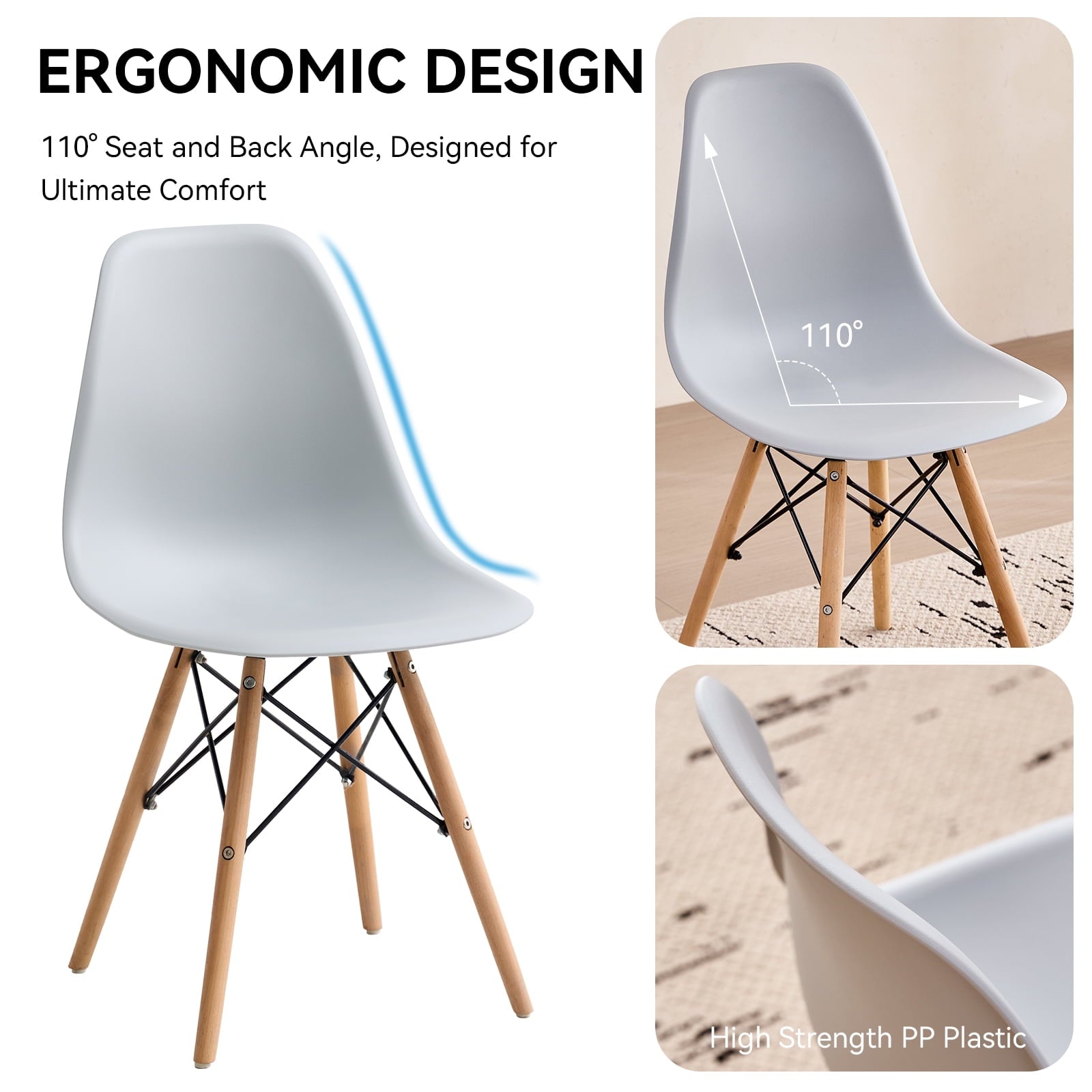 5-Piece 35.5'' Round Dining Table Set for 4, Kitchen Table Chair Set of 4, Mid-Century Modern Dinette Dining Room Table Set Dinner Table for 4 W/Solid Wood Legs, White
