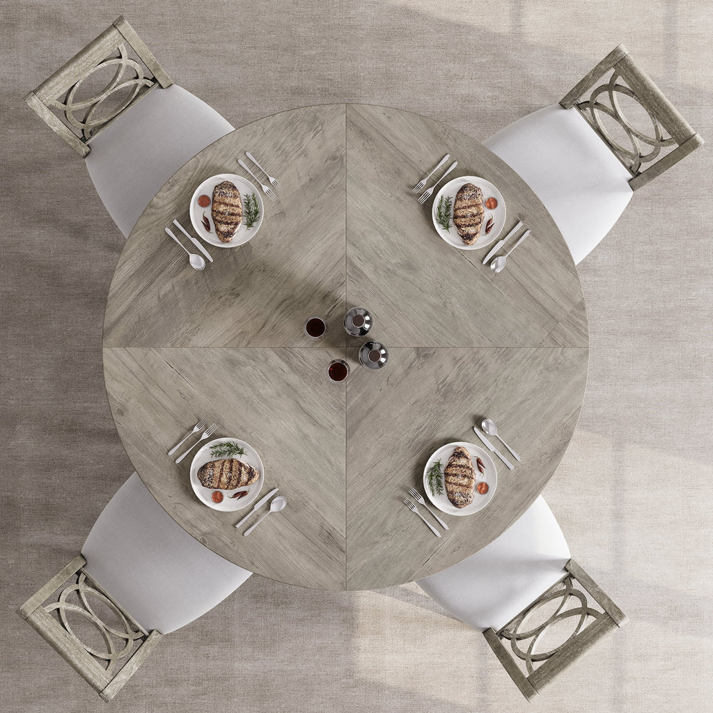 47'' Round Large Dining Table Set for 4 to 6,Mid Century Wood Dinner Table with Wide Tabletop and Cross Base,Dining Room Table for Home Dining Room or Living Room (No Chairs)