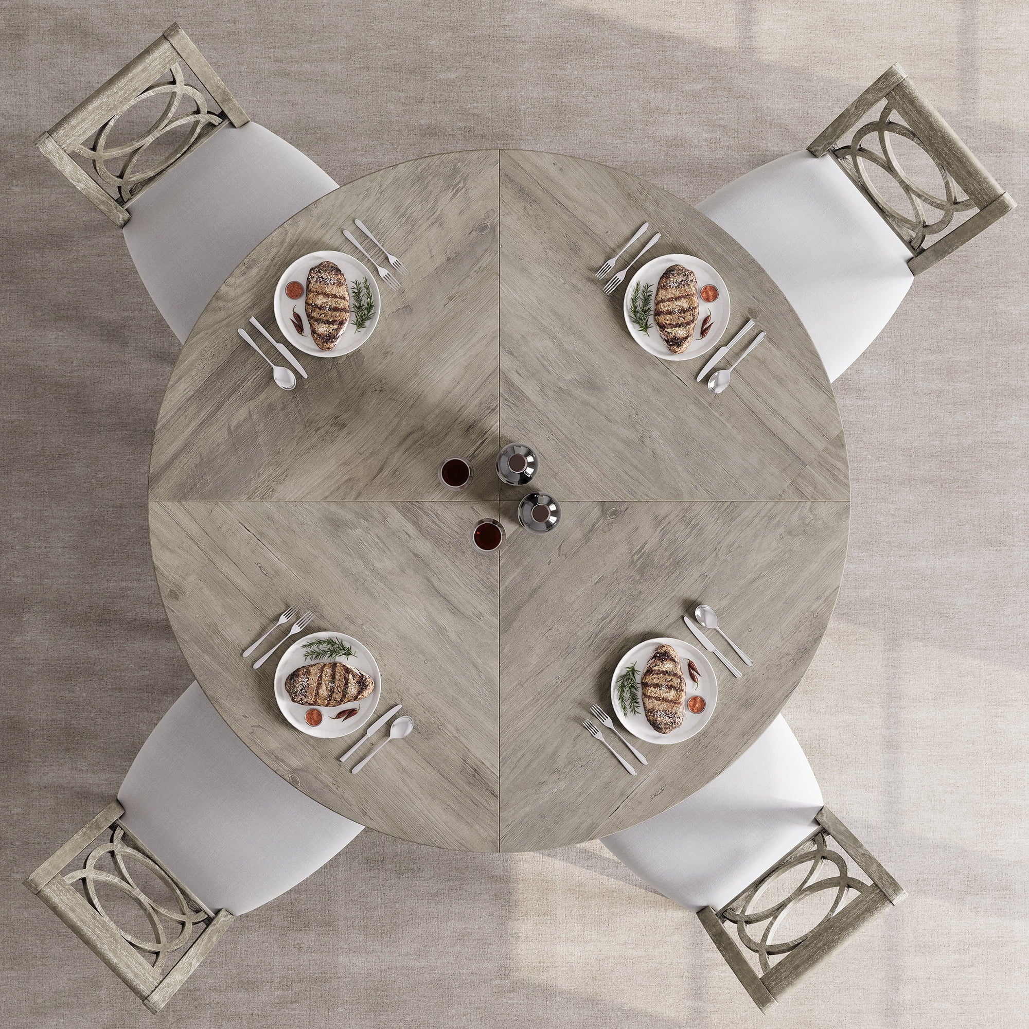 47'' Round Large Dining Table Set for 4 to 6,Mid Century Wood Dinner Table with Wide Tabletop and Cross Base,Dining Room Table for Home Dining Room or Living Room (No Chairs)