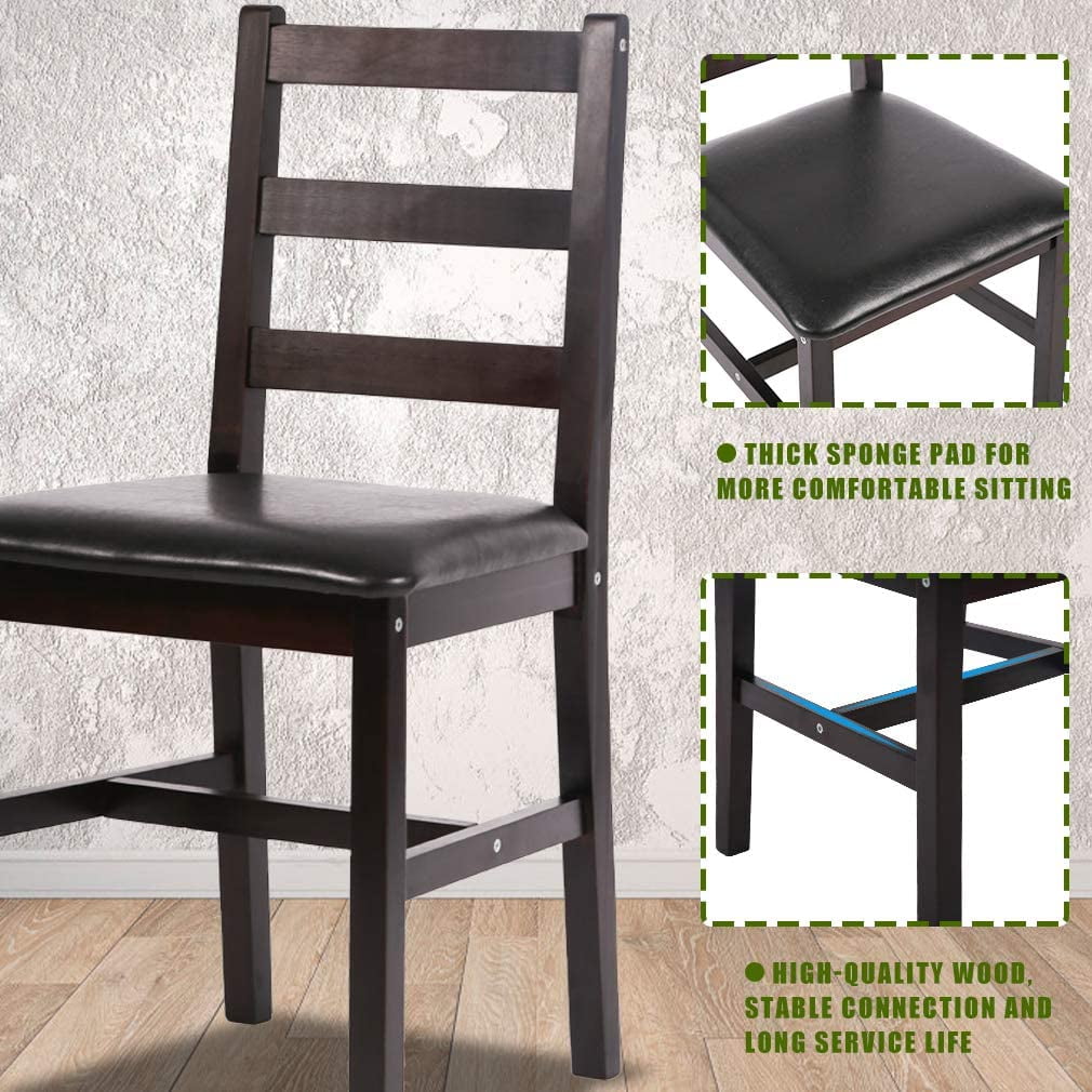 Dining Table Set, 5 Pieces Kitchen Dining Table with 4 Dining Chairs Pine Wood Kitchen Dinette Table