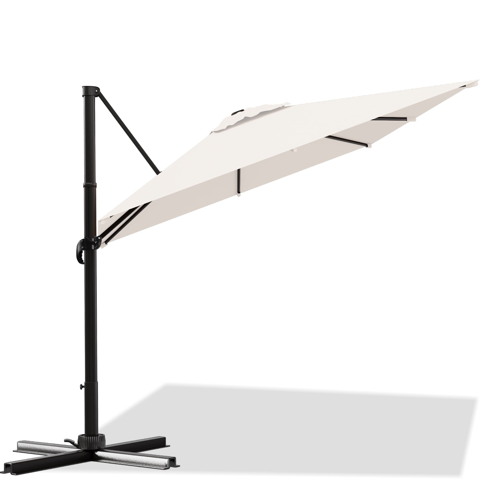 Easthome 10 × 10FT Square Cantilever Patio Umbrella, 360° Rotating Offset Umbrella with Crank, 8 ribs, Outdoor Hanging Roman Umbrella for Garden Deck Backyard, Red