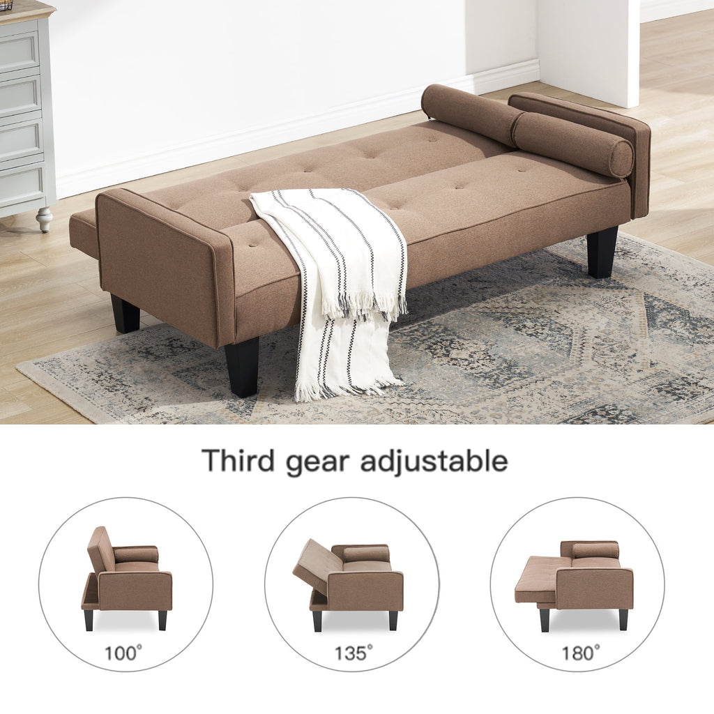 Bianlte 72 Futon Sofa Bed,Upholstered Folding Futon Sofa Couch,Modern Sofa Twin Size Futon Bed with Removable Armrests for Compact Living Space,Apartment,Gray03