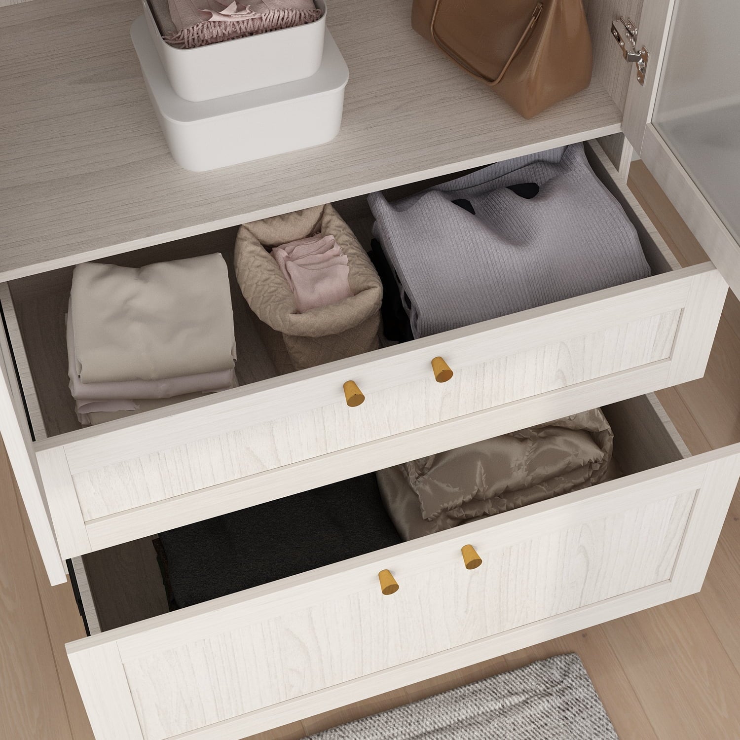 OxyLife 2 Door Wardrobe Armoire, White Closet Storage Organizer with Drawers and Shelves