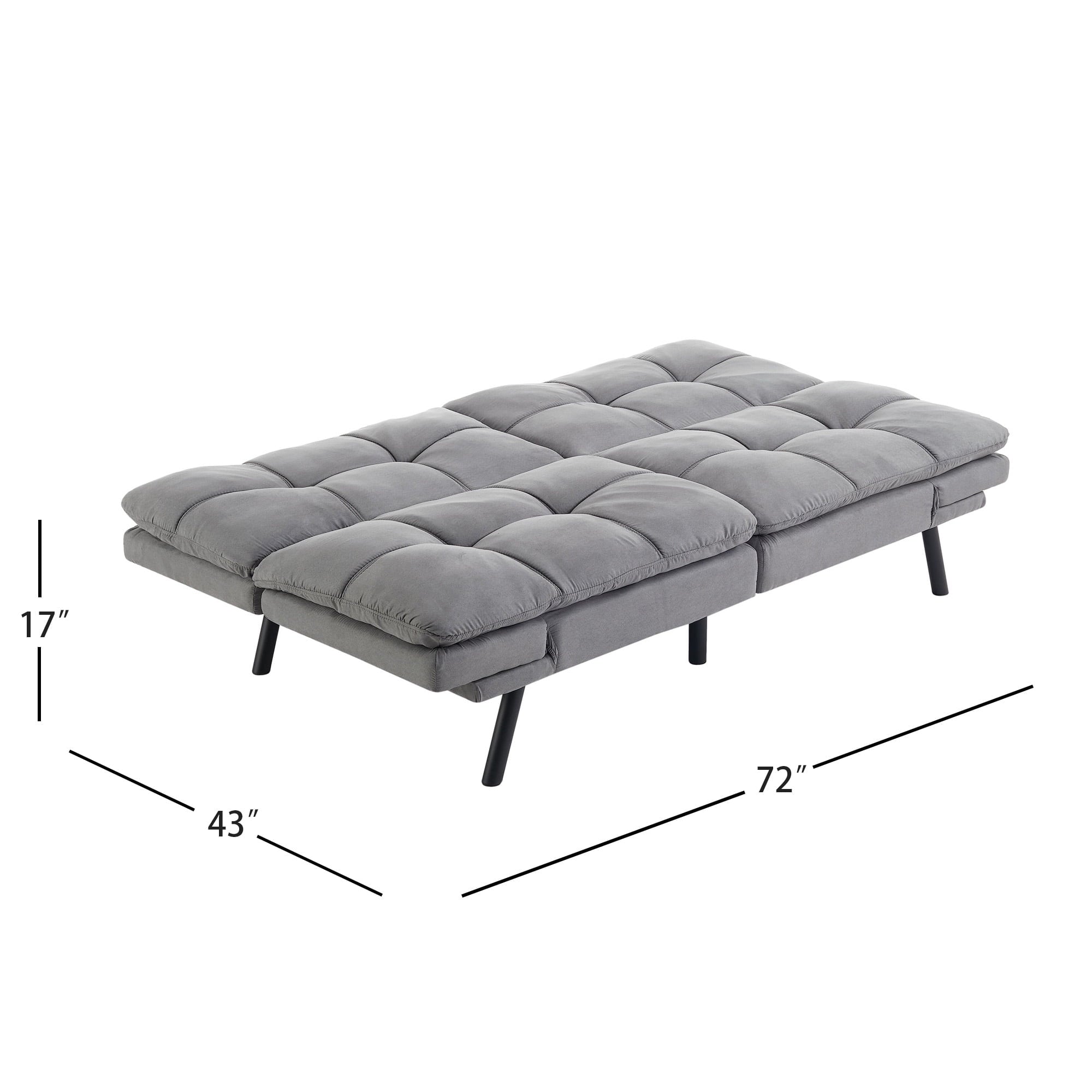 Mainstays 72 Memory Foam Futon Sofa Bed,Black