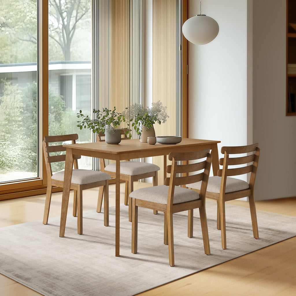 KithKasa Rectangular Dining Table Set for 4 , Kitchen Table and Chairs for 4, 5 Piece Space Saving Wood Kitchen & Dining Room Tables Set Furniture