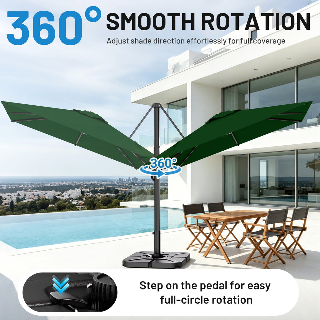 Easthome 10 × 10FT Square Cantilever Patio Umbrella, 360° Rotating Offset Umbrella with Crank, 8 ribs, Outdoor Hanging Roman Umbrella for Garden Deck Backyard, Red