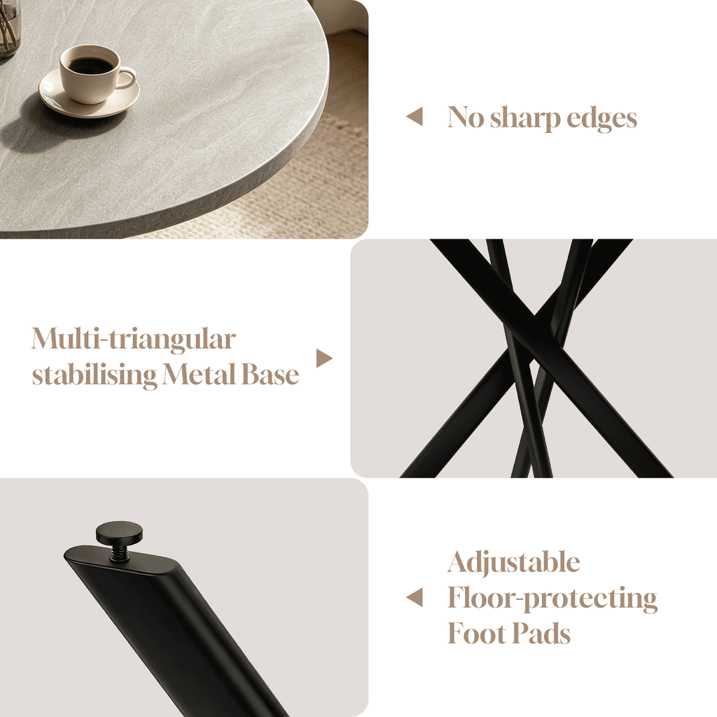 43.5 Round Dining Table for 4, Space Saving Kitchen Table with Metal Legs, Mid Century Modern Dining Table for Dining Living Room Apartment Small Space