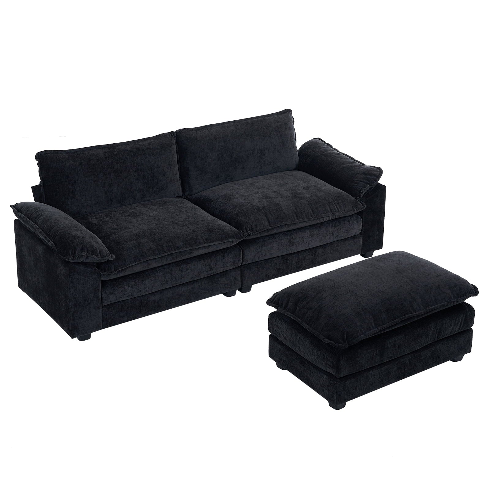 Ktaxon Sectional Sofa L Shaped Couch with Chaise Living Room Sleeper Set, 2 Seats with Chenille and Double Layer Cushions 86 W Beige