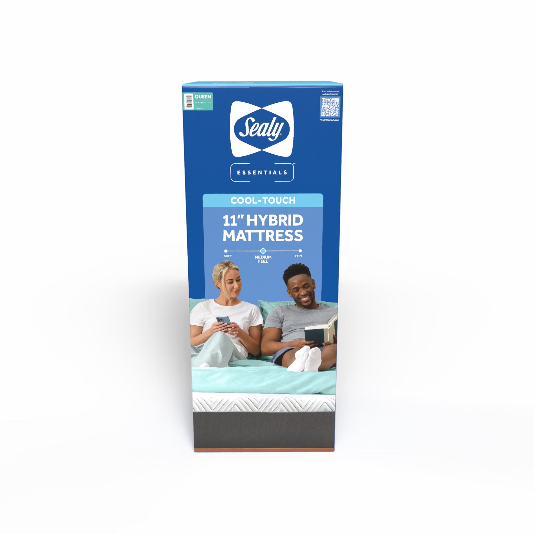 Sealy Essentials Cool-Touch 11” Hybrid Medium-Feel Queen Mattress-in-a-Box, Adult