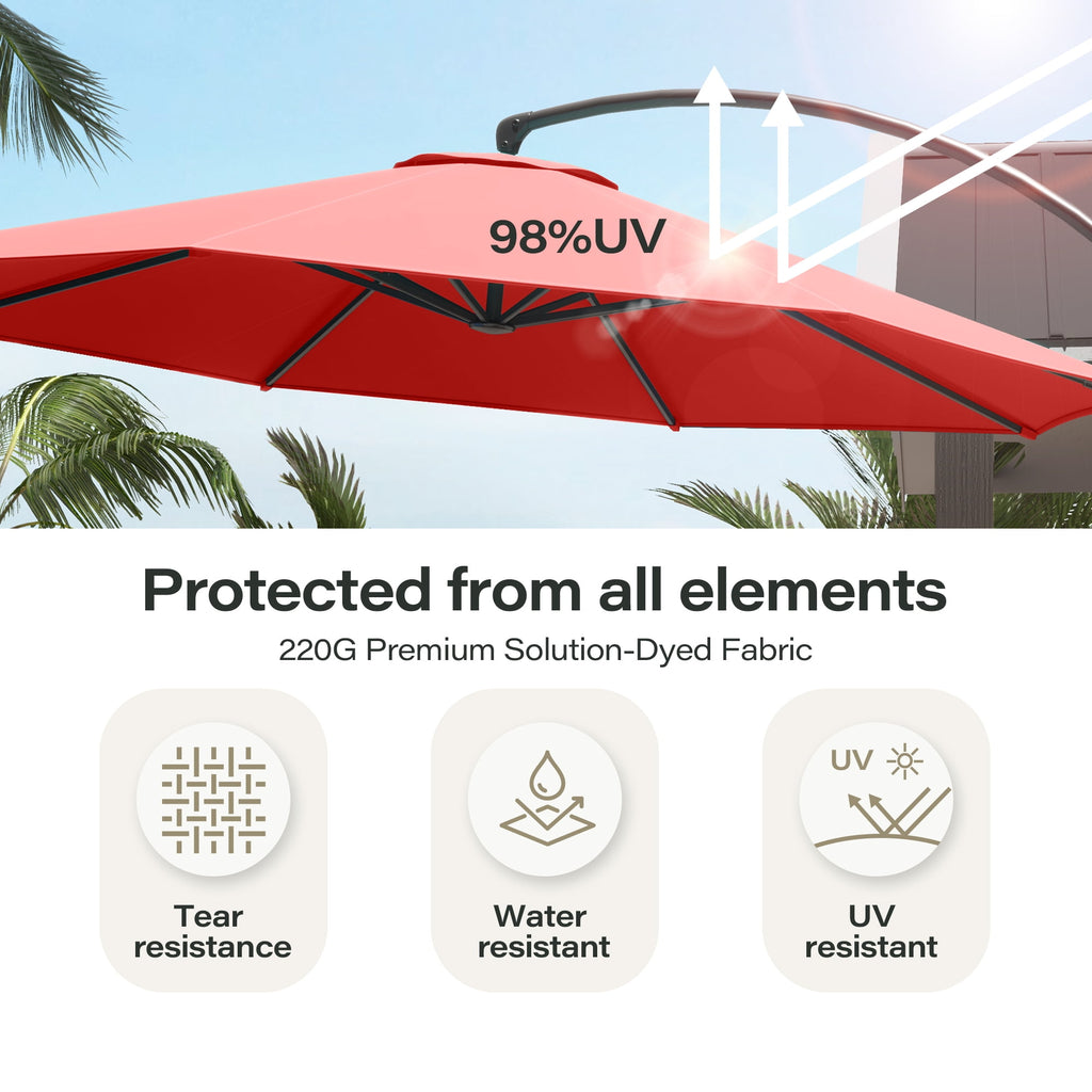 LAUSAINT HOME 11 FT Outdoor Patio Umbrella with Base, Aluminum Cantilever Umbrella with Crank, Gray