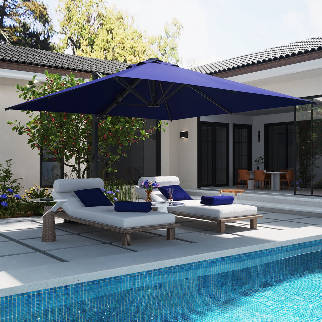 Mondawe 10x10ft Patio Umbrella Outdoor Square Large Cantilever Windproof Offset and Heavy Duty Sun Umbrella for Garden Deck Pool, Red
