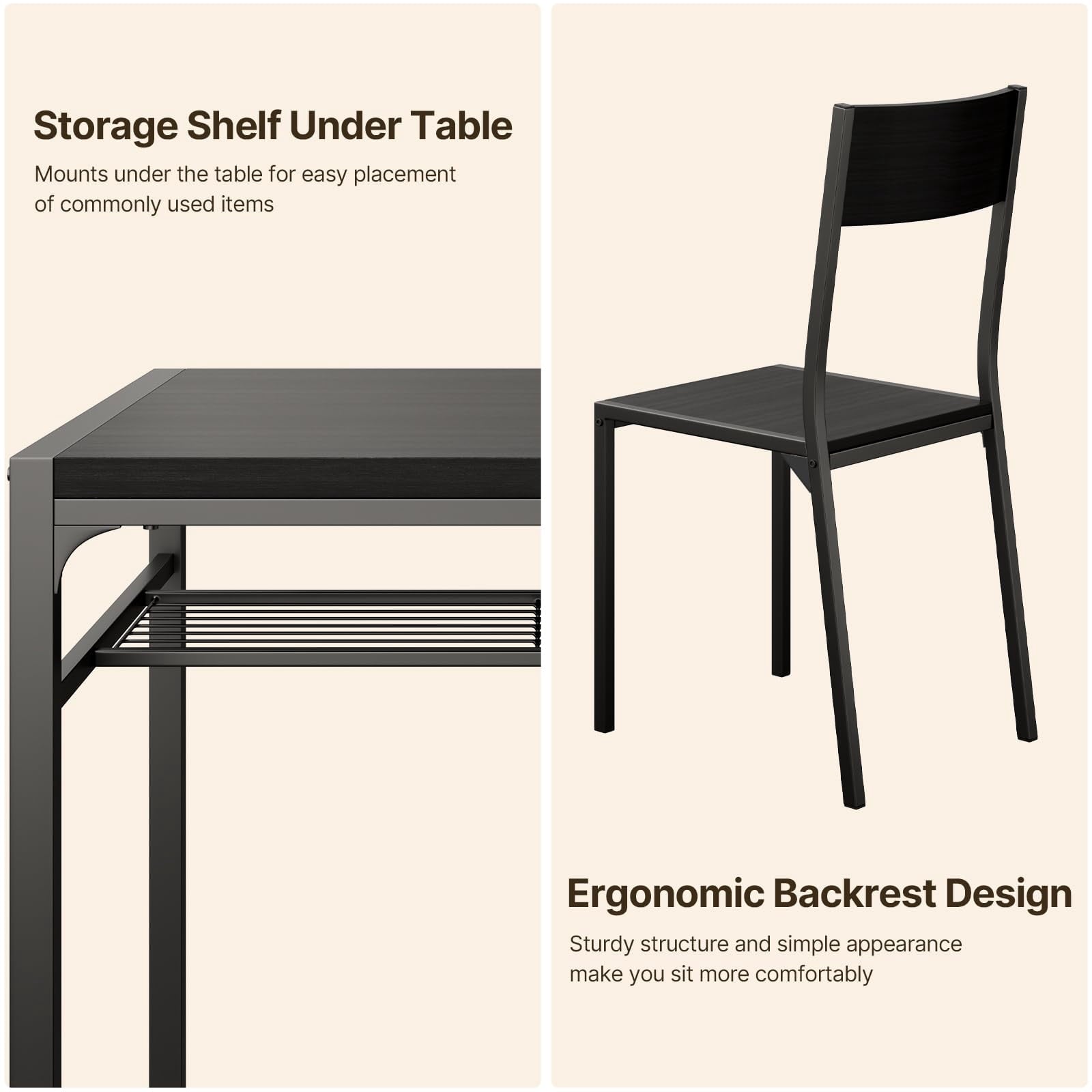 Aiho 7-Piece Dining Table Set for 6, Space-Saving Kitchen Table with Chairs, Compact Dining Furniture for Small Spaces & Apartments, Retro