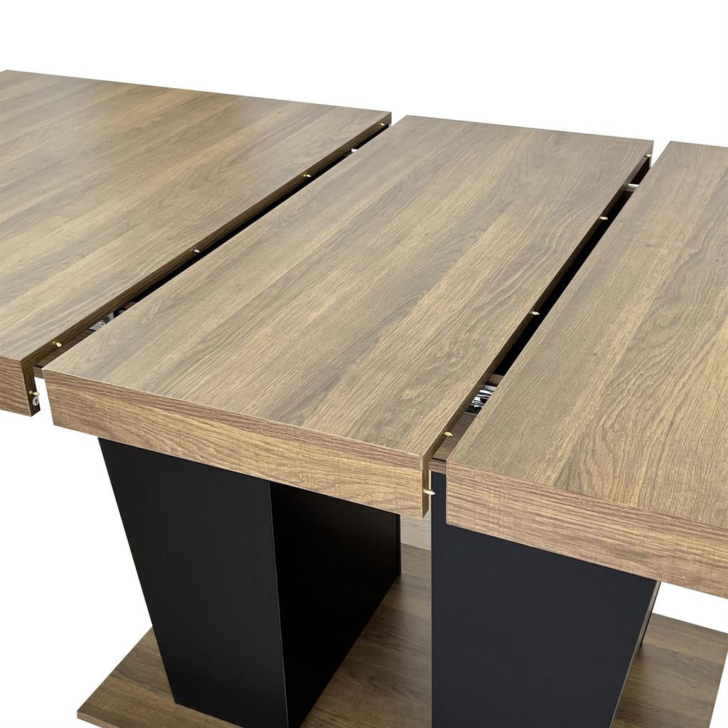 Spaco 78 Expandable Dining Table for 4-10 People with Double Sturdy Pedestal Base, Modern Rectangle Dining Table for Kitchen, Dining Room, Black