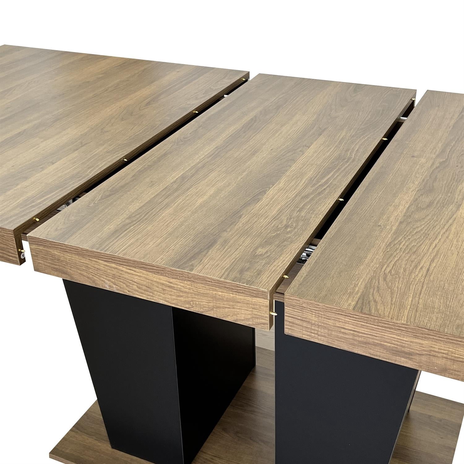 Spaco 78 Expandable Dining Table for 4-10 People with Double Sturdy Pedestal Base, Modern Rectangle Dining Table for Kitchen, Dining Room, Black