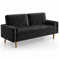 Neche Sofa for Living Room,Solid Wood Foot, 2 Seater Small Modern Loveseat Couch in a Box  - Black