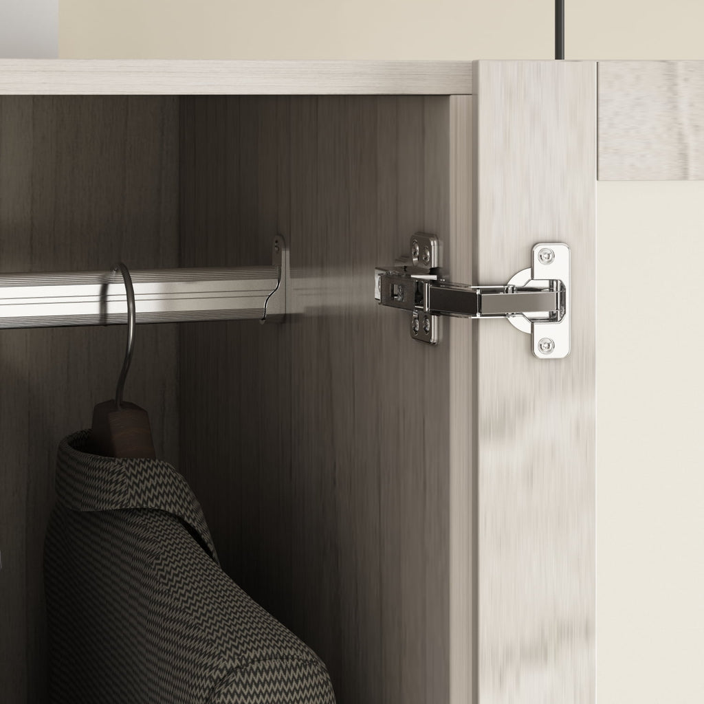 OxyLife 2 Door Wardrobe Armoire, White Closet Storage Organizer with Drawers and Shelves