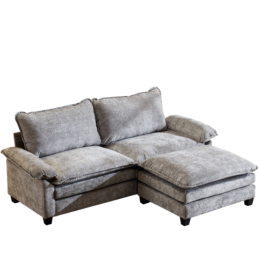 Ktaxon Sectional Sofa L Shaped Couch with Chaise Living Room Sleeper Set, 2 Seats with Chenille and Double Layer Cushions 86 W Beige