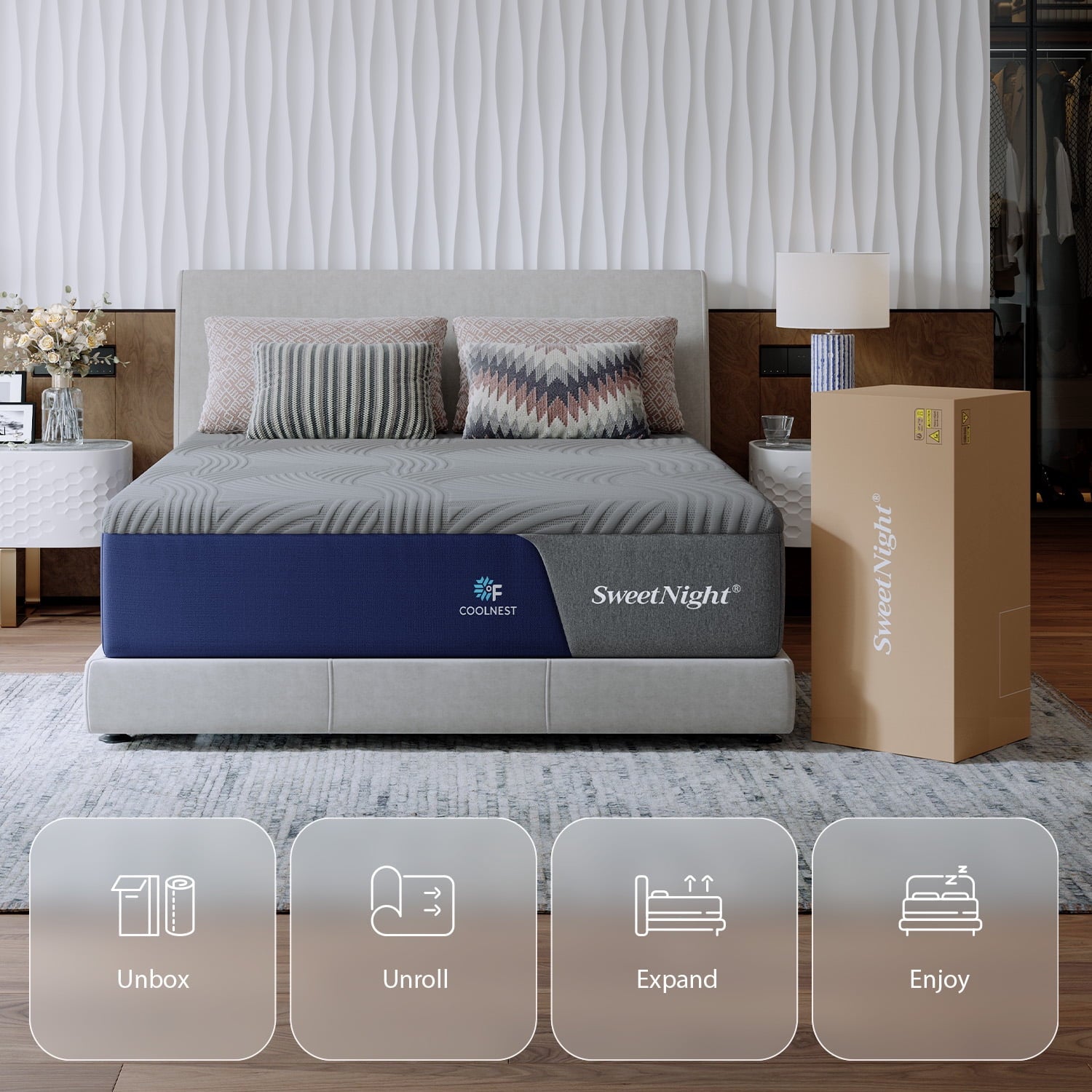 Sweetnight CoolNest® Essential Memory Foam Queen Size Mattress 13 inch Cooling Gel Mattresses in a Box,CertiPUR-US Certified,Scientific Support,Medium