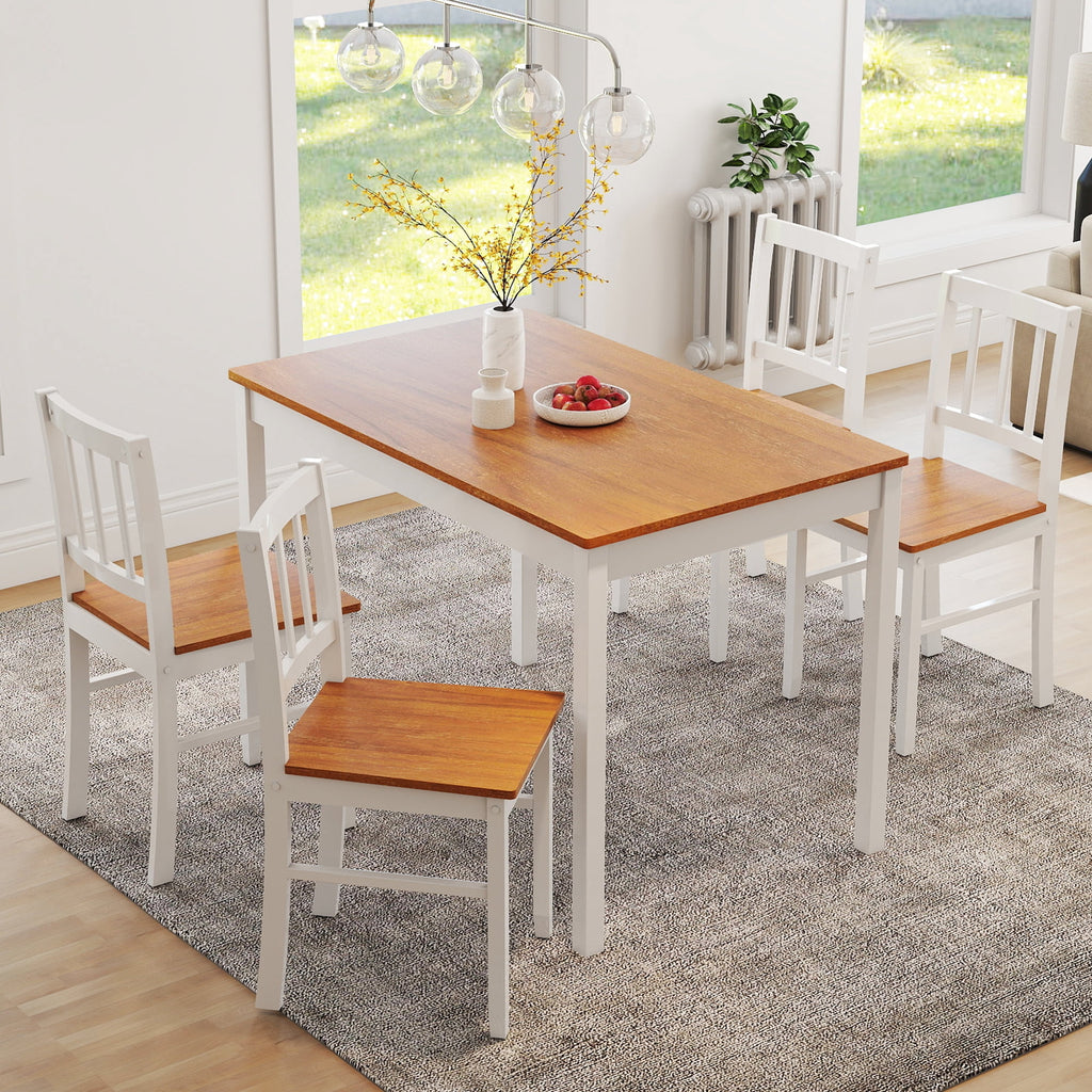 Joywind 5-Piece Solid Wood Dining Set – Rectangular Dining Table with 4 Chairs, Modern Grey Design for Kitchen, Dining Room & Restaurant