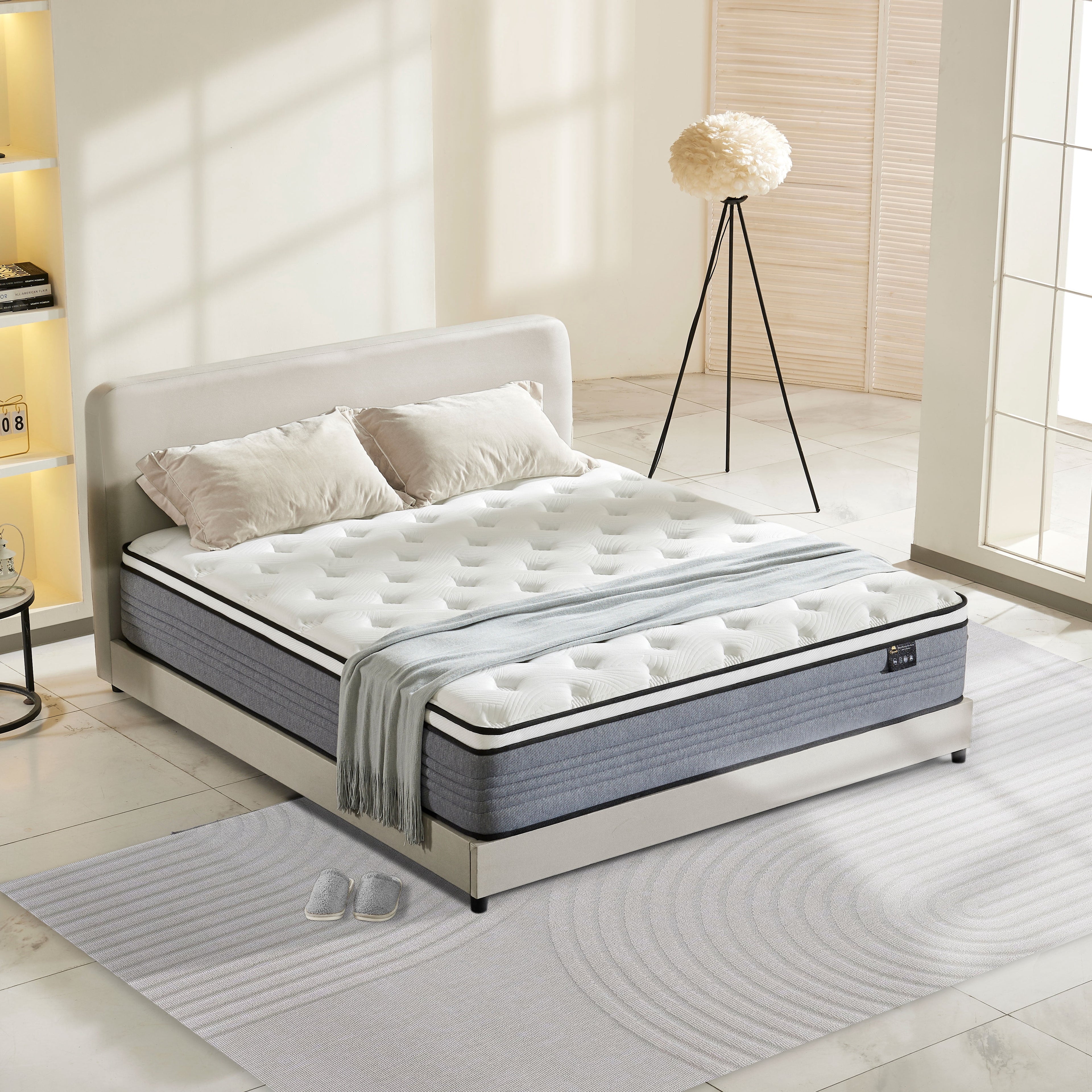 Giovanly 12 inch Queen Hybrid Mattress in a Box, Memory Foam and Individually Wrapped Pocket Coils, Medium Firm, Motion Isolation & Edge Support, Breathable Cooling Gel, CertiPUR-US Certified