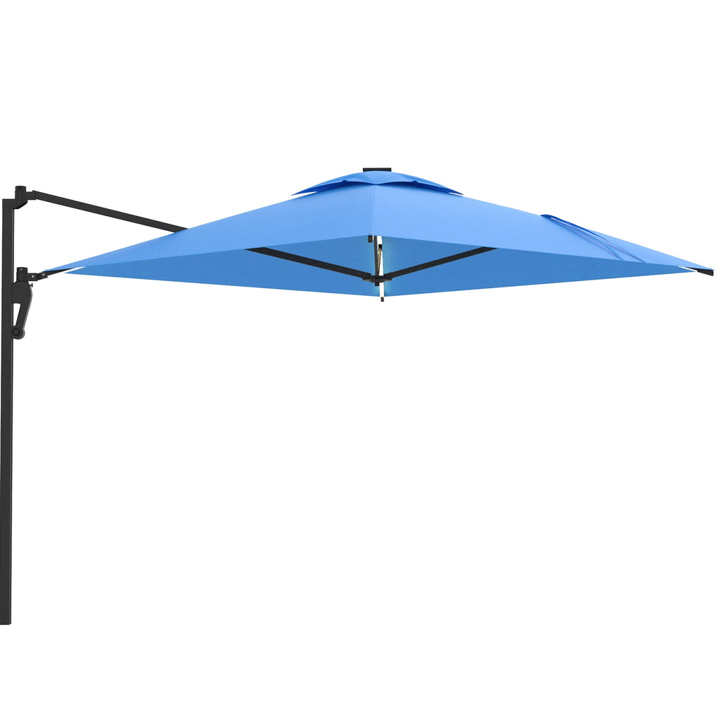 AECOJOY 10x10ft Outdoor Cantilever Patio Umbrella with Base, 360° Tilt & Rotate, Beige