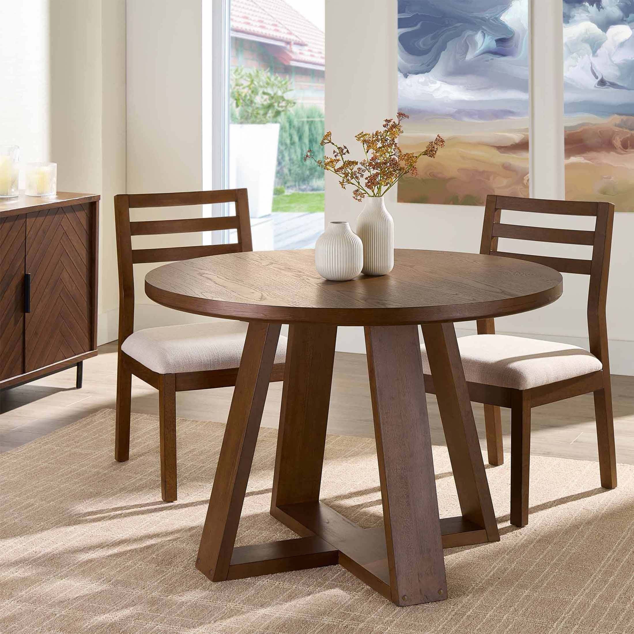 Better Homes & Gardens Ezra 45in Round Wood Dining Table, Walnut Finish