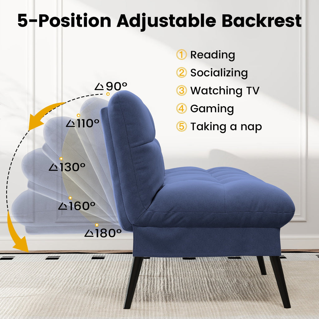 CloudRest Pro 72 Modern Convertible Futon Sofa Bed, Upholstered Futon Couch with 5 Adjustable Backrest Angles,Suitable for Apartment,Living Room,Black