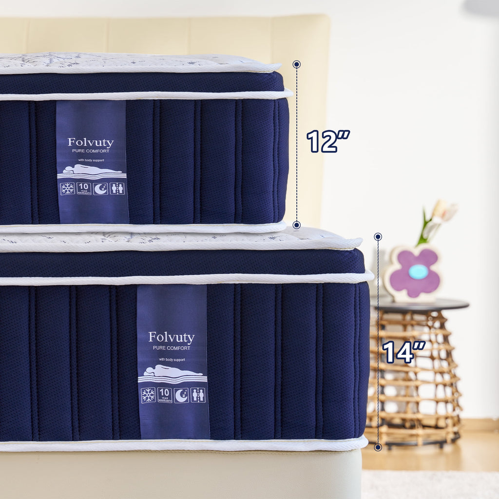 FOLVUTY Queen Mattress 14 inch Hybrid Mattress Cooling Gel Memory Foam Mattress with Chill-Touch Fabric Top in a Box,Pressure Relief,CertiPUR-US
