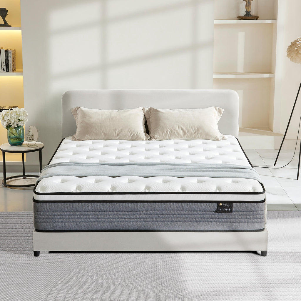 Giovanly 12 inch Queen Hybrid Mattress in a Box, Memory Foam and Individually Wrapped Pocket Coils, Medium Firm, Motion Isolation & Edge Support, Breathable Cooling Gel, CertiPUR-US Certified