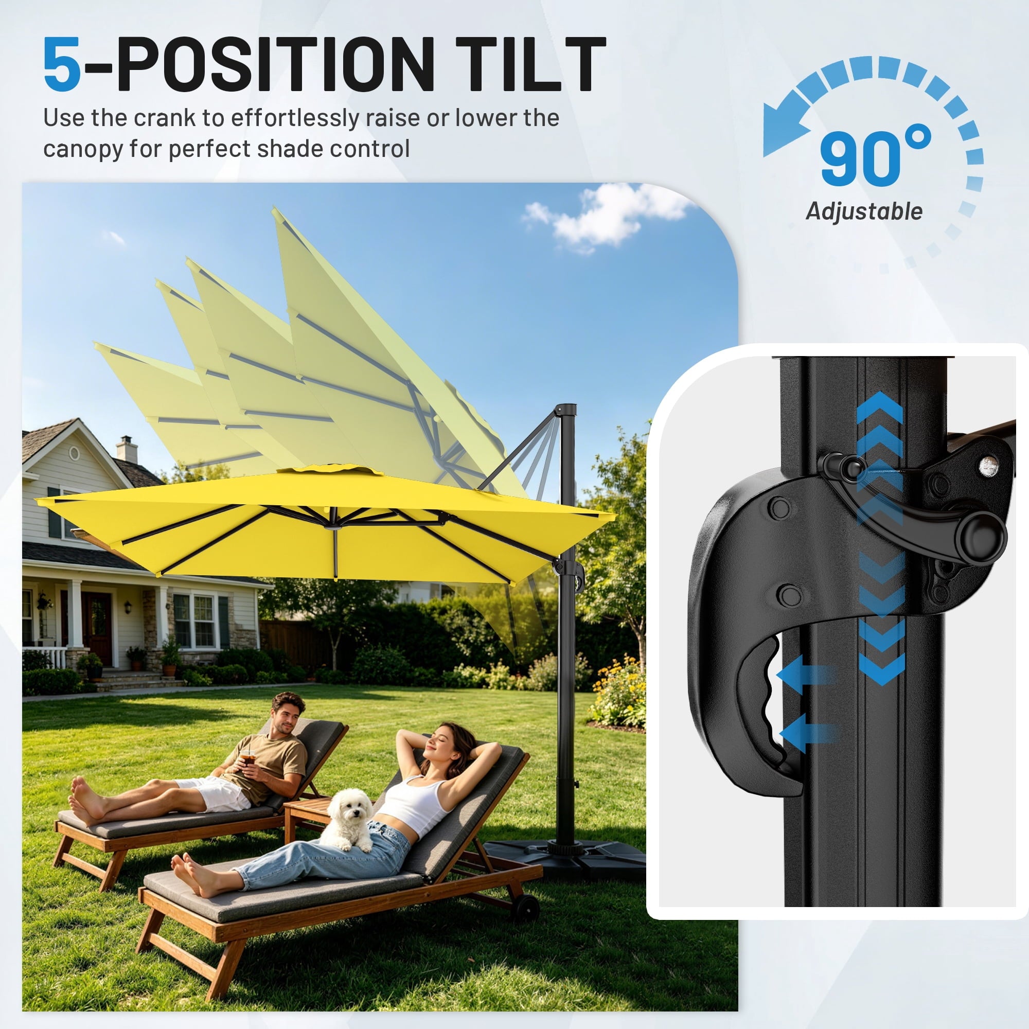 Easthome 10 × 10FT Square Cantilever Patio Umbrella, 360° Rotating Offset Umbrella with Crank, 8 ribs, Outdoor Hanging Roman Umbrella for Garden Deck Backyard, Red