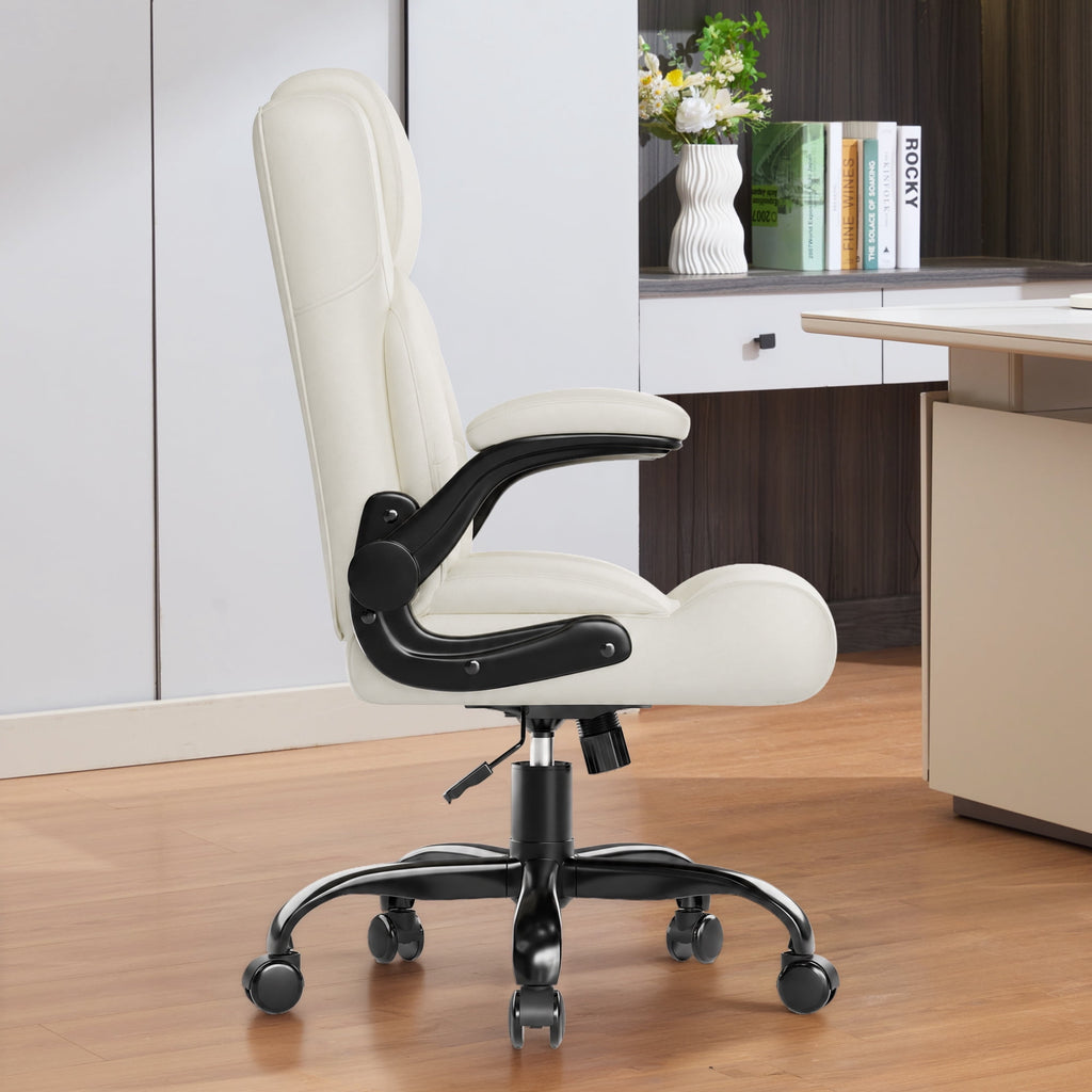 JONPONY Leather Office Chair, Big and Tall 500lbs Ergonomic Desk Chairs with Back Support, Executive Leather Chair with Wheels for Home Office, with Adjustable Padded Armrest & Lumbar Support , Black