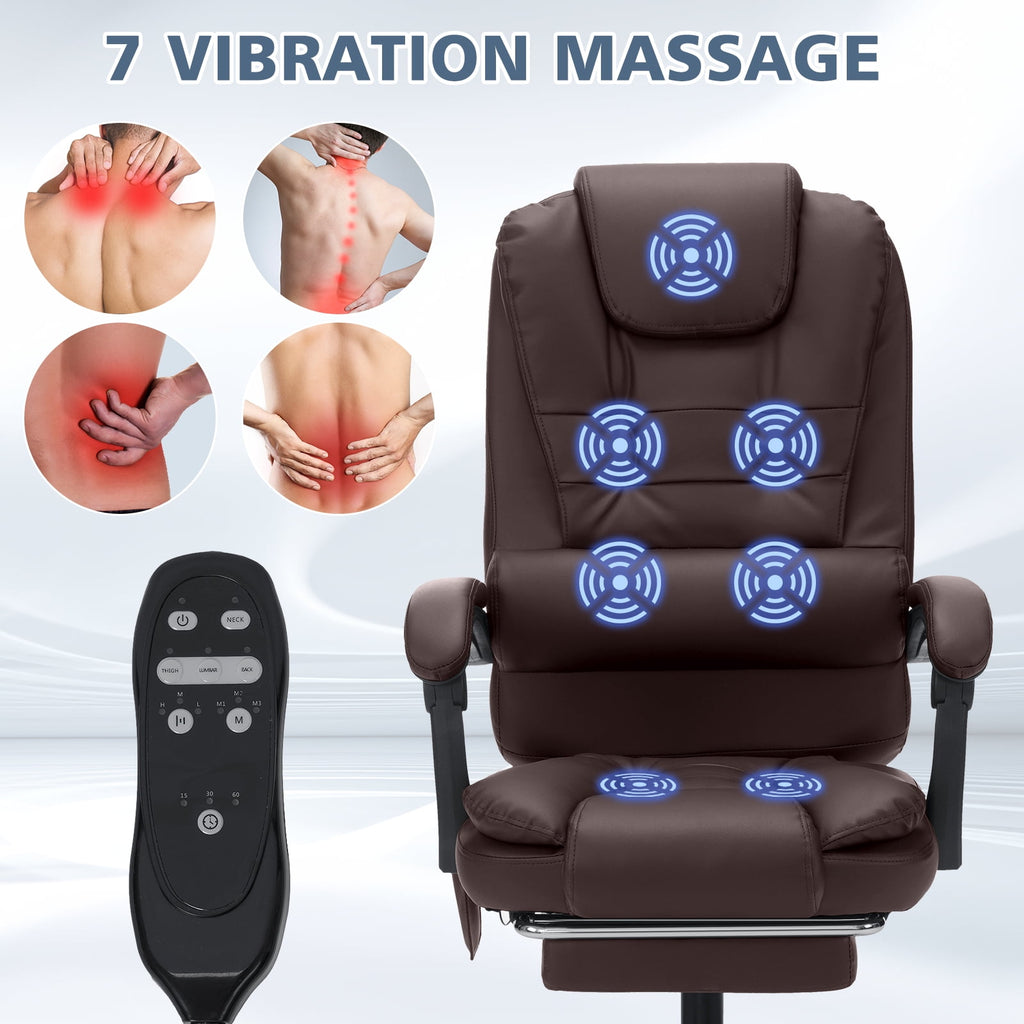 Hoffree Executive Office Chair Massage and Footrest Ergonomic Computer Desk Chair Reclining High Back Leather Office Chair Lumbar Back Support Swivel Rolling for Home Office Black