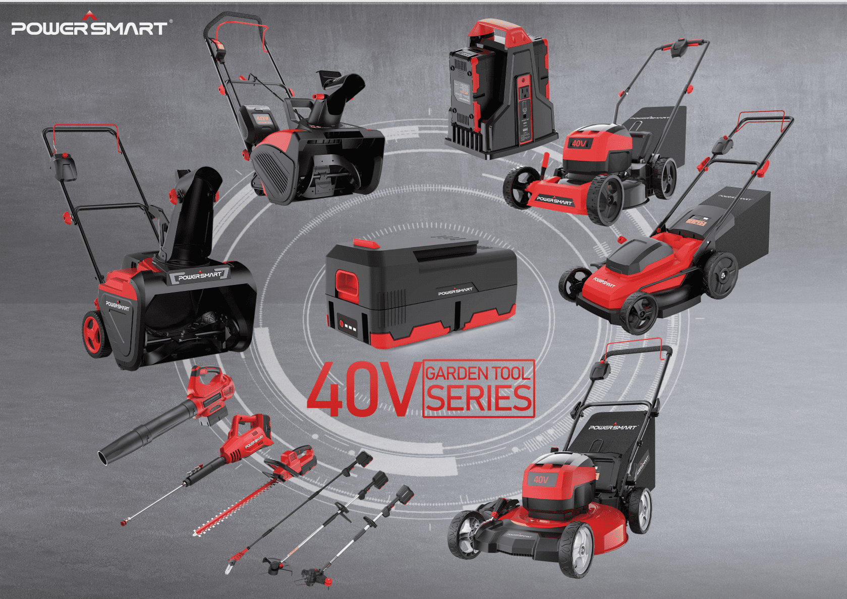 PowerSmart 40V 4.0Ah 17 Cordless Push Lawn Mower, with 3-in-1 Options