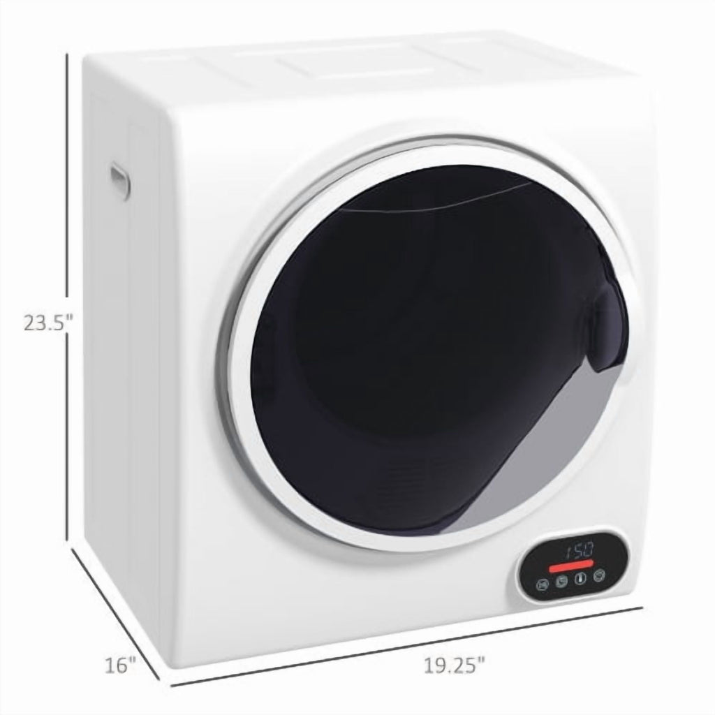 HOMCOM Portable Clothes Dryer, 120V 850W Compact Laundry Dryer with Intelligent Drying, 1.5 cu.ft Stainless Steel Drum, Front Load Electric Dryer for Apartments, Dorms, RVs, White