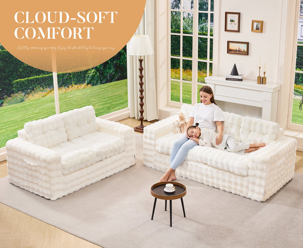 Hobestluk 3-Seater Sofa Boneless Couch with Tufted Button Design 2 in 1 Comfy Cloud Couch Oversized Sofa for Living Room Bedroom Apartment or Office (Grey, 3 Seater)