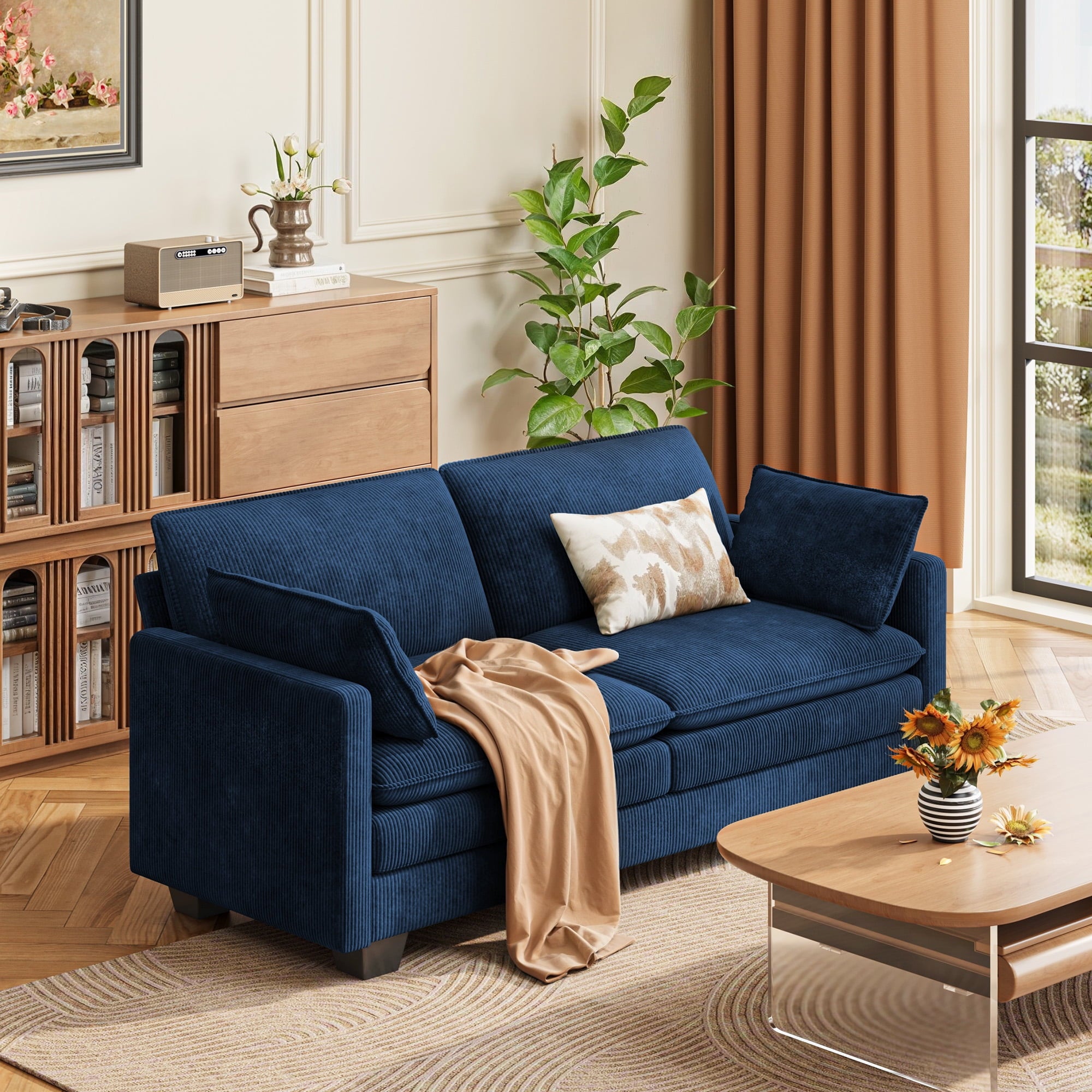 75’’ Cloud Couches for Living Room, Noelse L Shaped Modular Sofa with Deep Seats, 2 Seater Love Seat Couch with Removable Washable Corduroy Fabric for Living Room Bedroom and Apartment, Gray